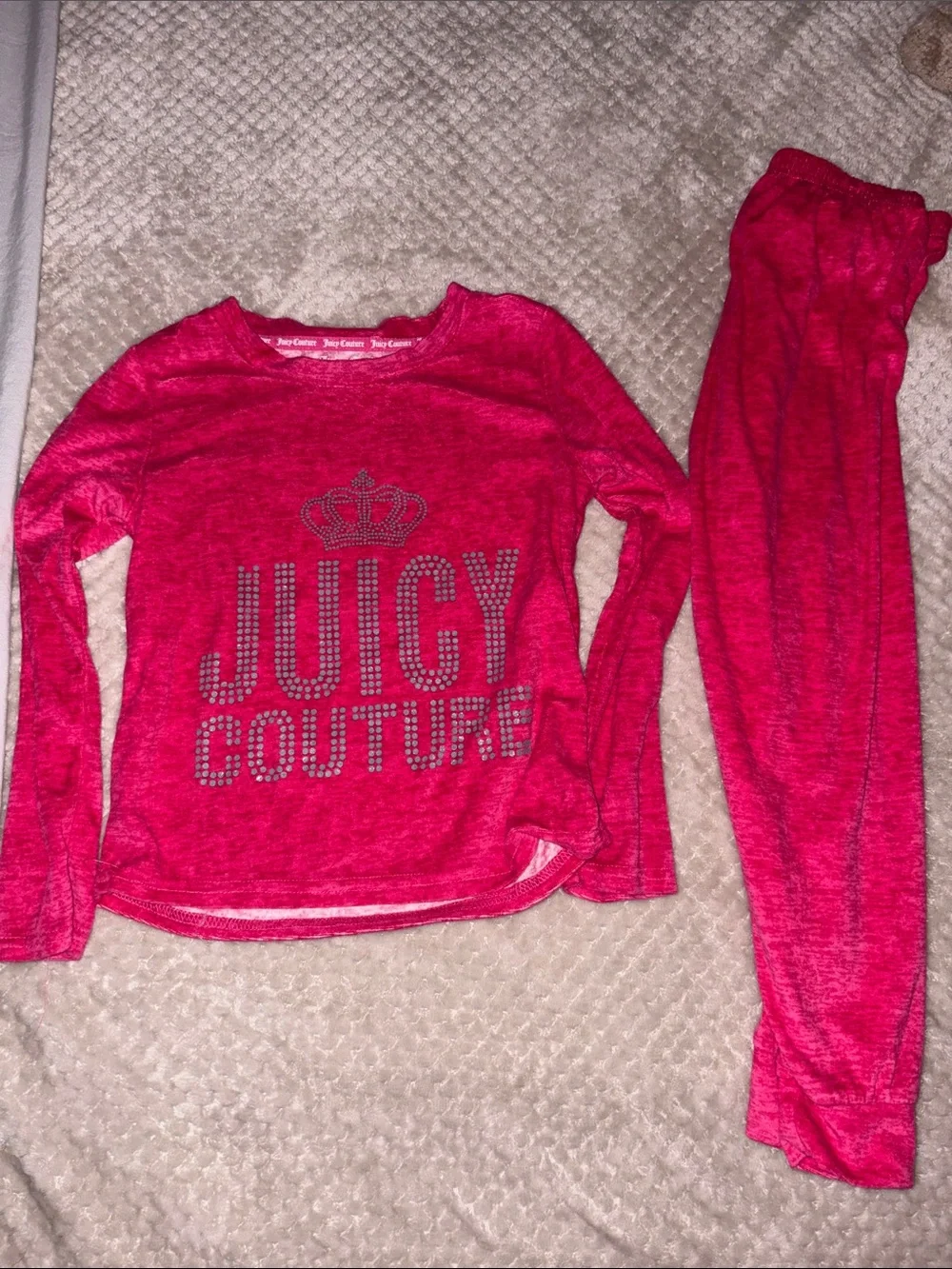 NEW Kids Juicy Couture Hot Pink Velour Lounge Set with Logo